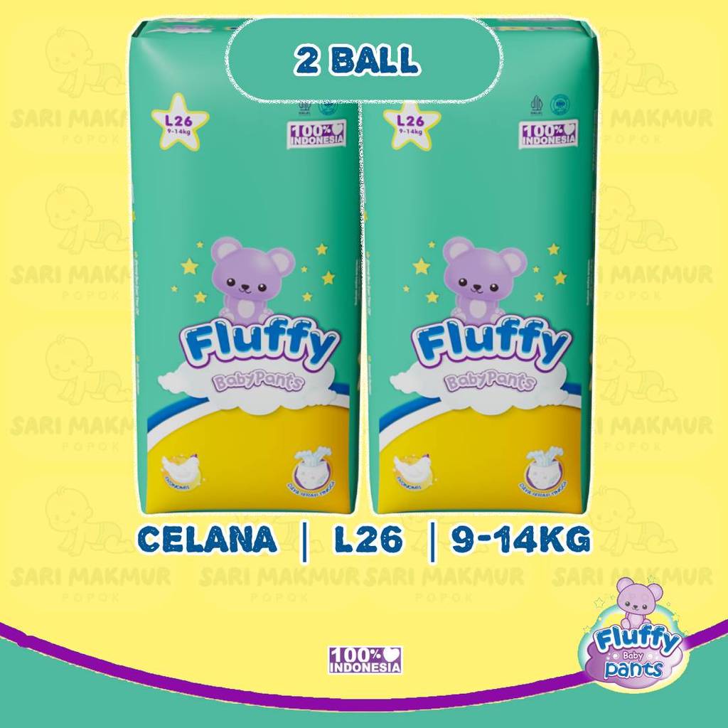 2 BALL Fluffy Pampers Promo Popok Celana Bayi Murah Satuan Size M8 L7 L26 XL26