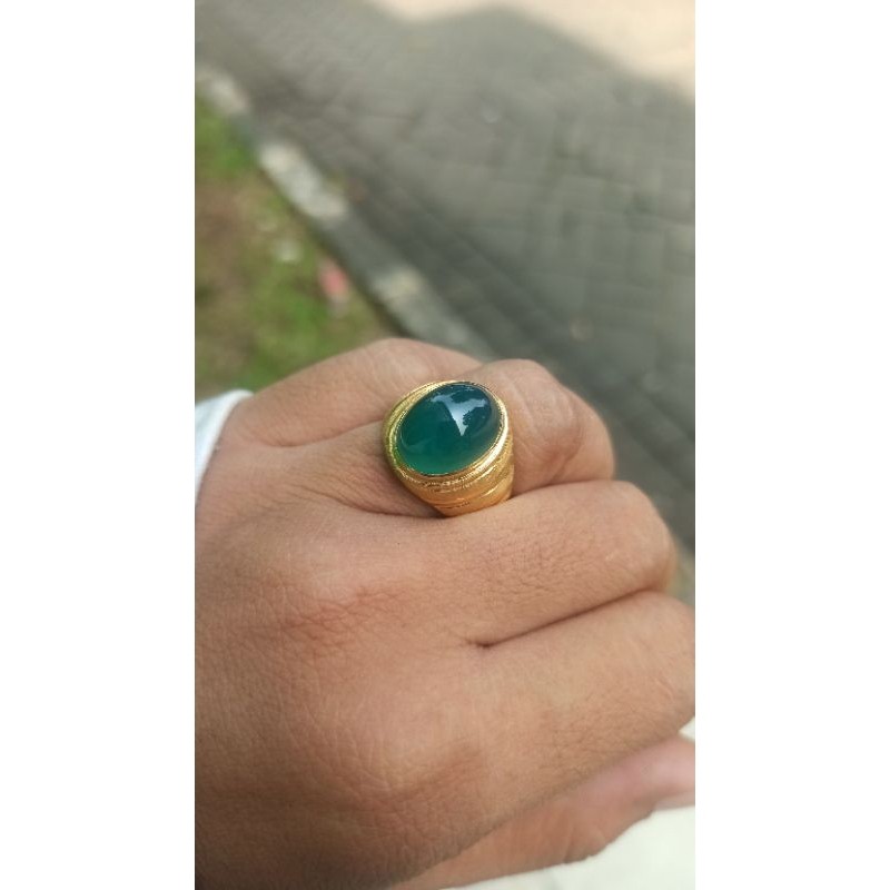 Bacan Doko Hijau Kristal Ring Perak Berkualitas
