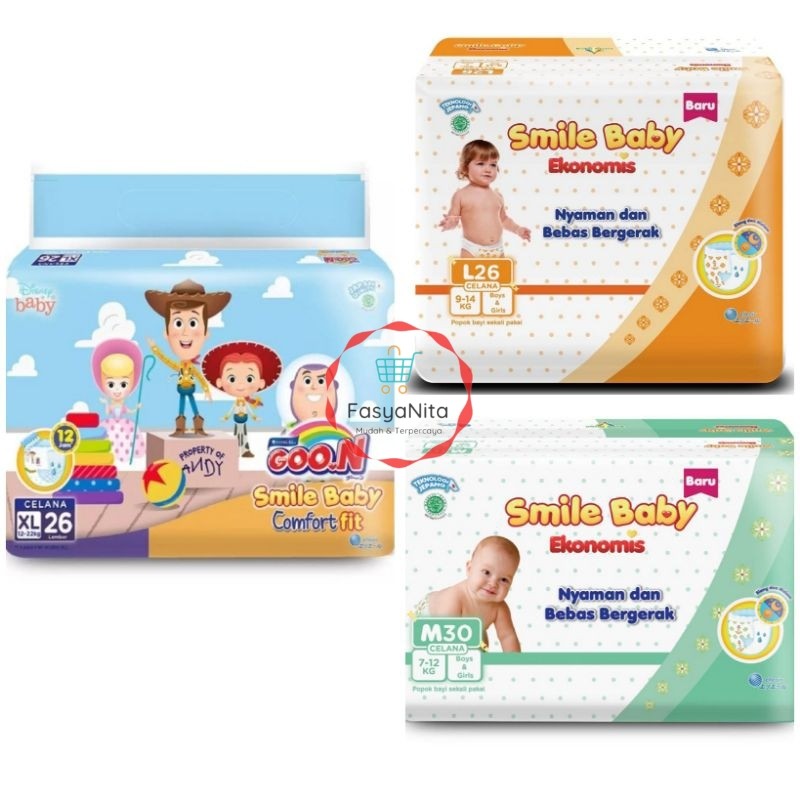 Goo.N Goon Smile Baby Comfort Fit Popok Celana ekonomis S M L XL - Fasyanita Online Fresh Mart Denpa