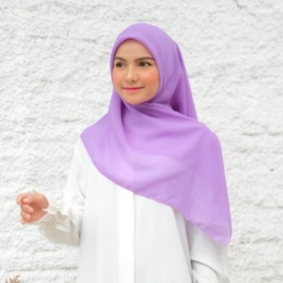 kerudung jiilbab / hijab segi empat bahan bella square polos jahit tepi neci murah premium warna lil