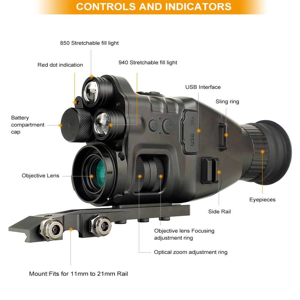 CY789 Night Vision Riflescope Monocular w Wifi APP 200M Range NV Scope 850 940nm IR Night Vision Sig