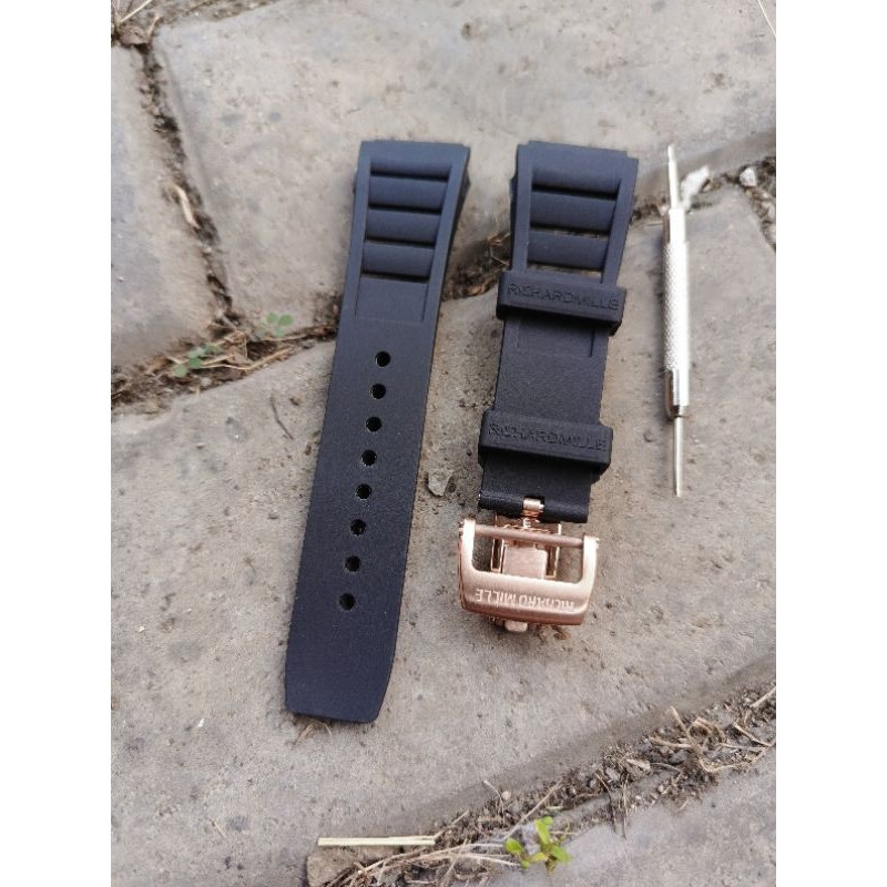 RUBBER TALI JAM TANGAM RICHARD MILLE HITAM ROSE GOLD PEN CONNECTION PIN