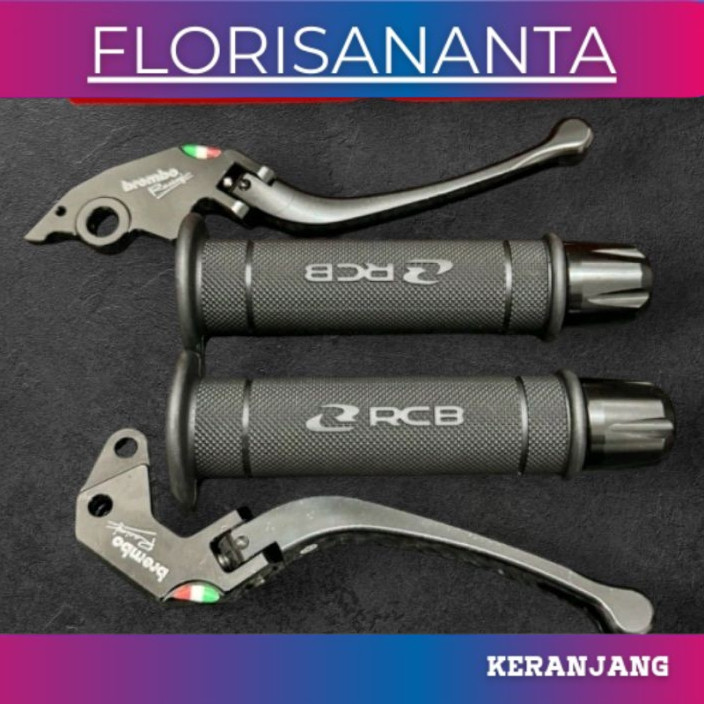 terlaris Paket 3in1 Handle Rem Lipat + Handgrip RCB HG55 + jalu stang CNC / Stylo 160 CBS Vario 160 