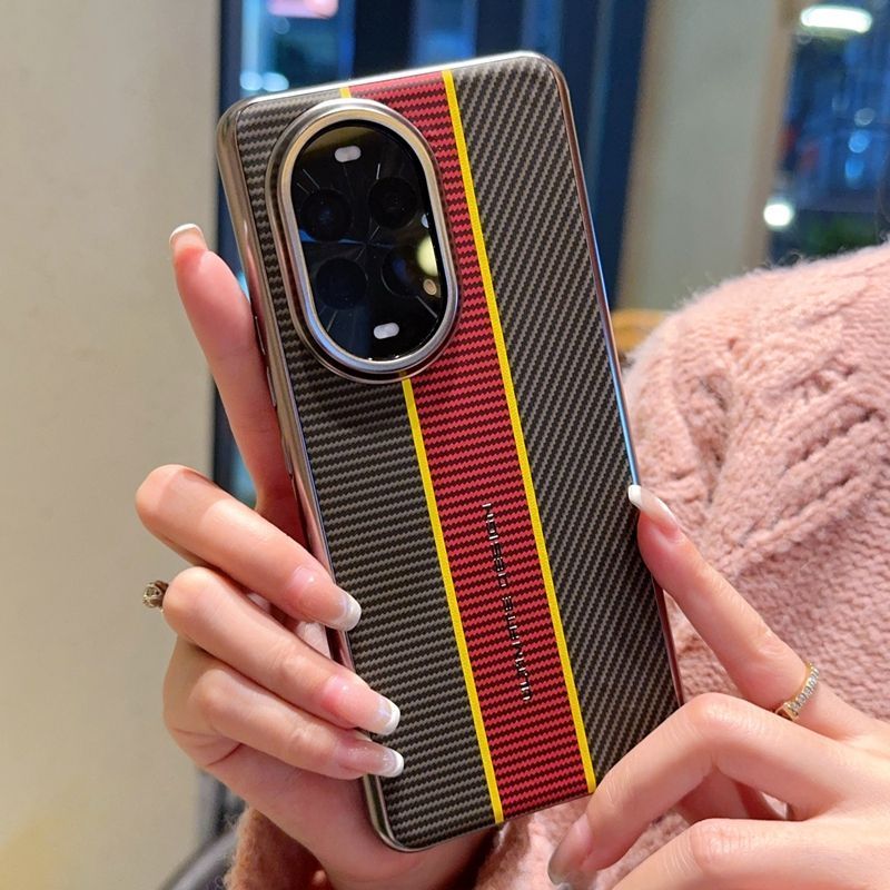 Pola Serat Karbon Warna Merah Kuning Cocok untuk Huawei Nova 13 Pro Casing Ponsel Tahan Guncangan Ca