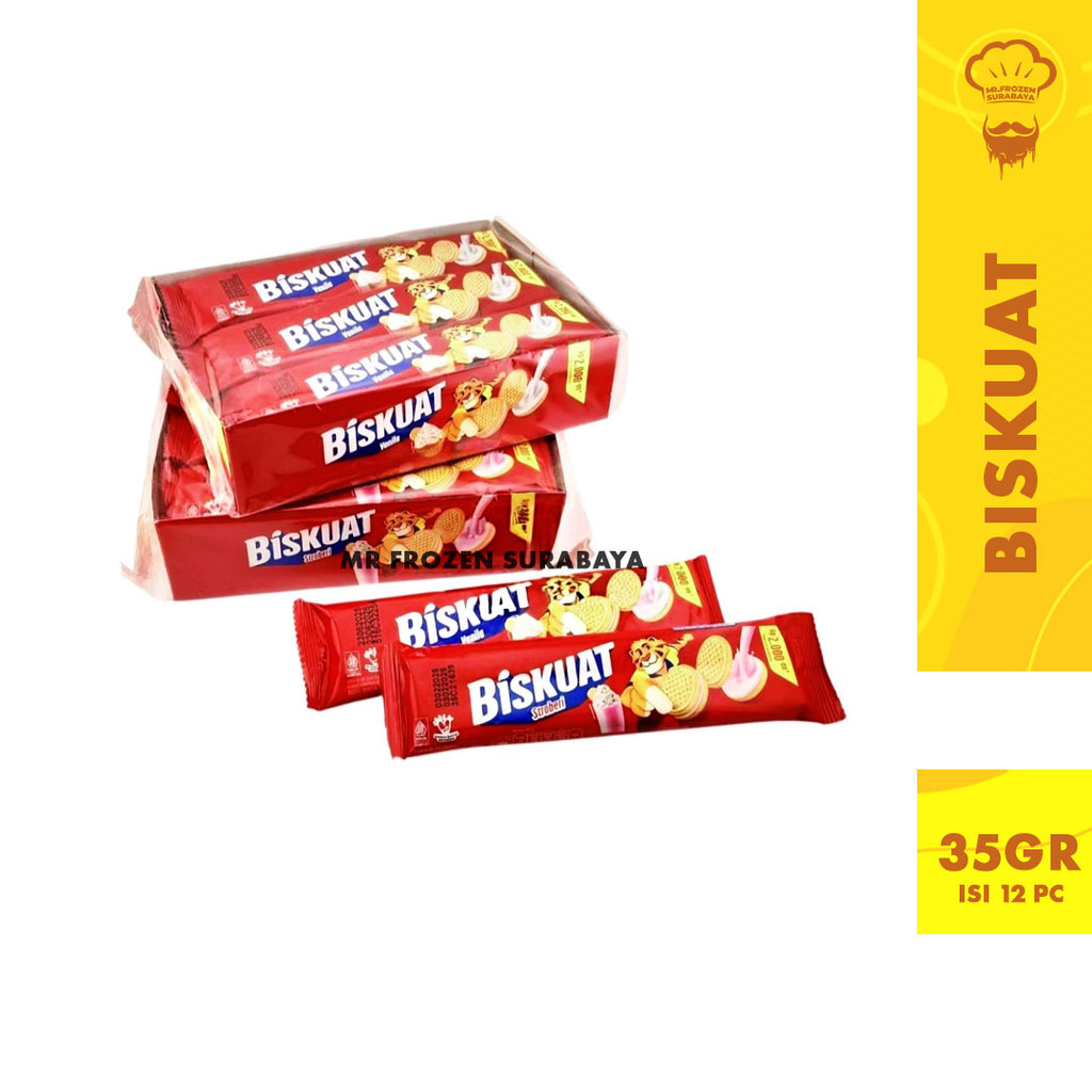 Biskuat Biskuit Golden Strawberry Vanilla 1 Pack isi 12 Pcs @35 Gr