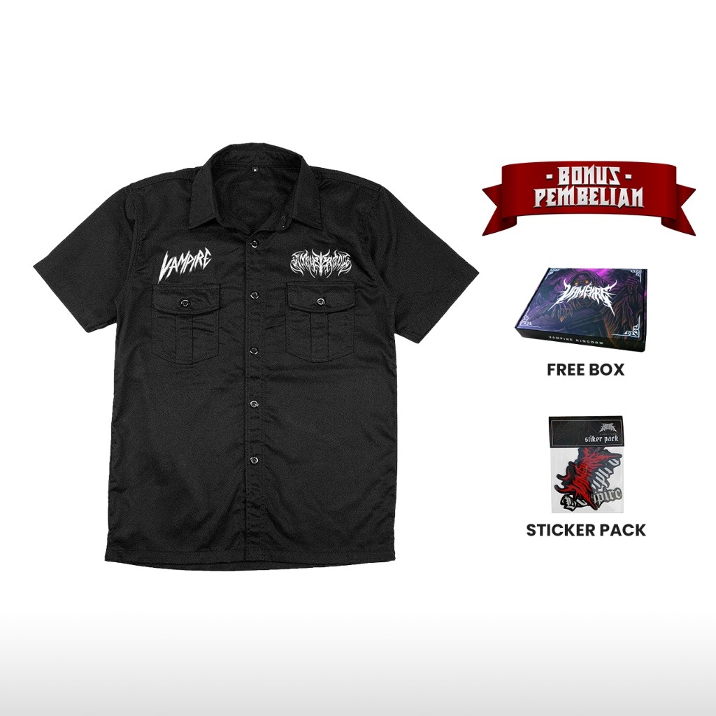 PROMO Workshirt Pria Kemeja Kerja Cowok Hitam Dictator Vampire Kingdom