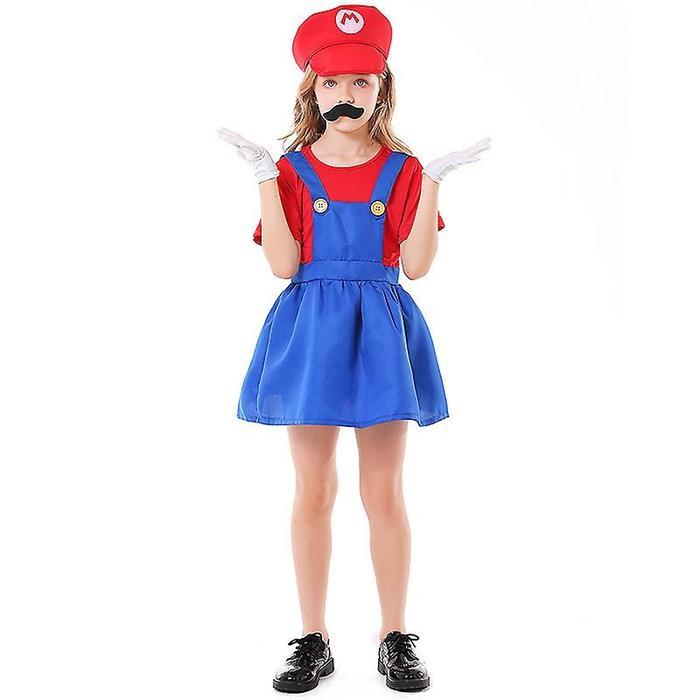 Kostum Super Mario Bros Luigi Baju Cosplay Karakter Anak - Mario Bros Girl, S