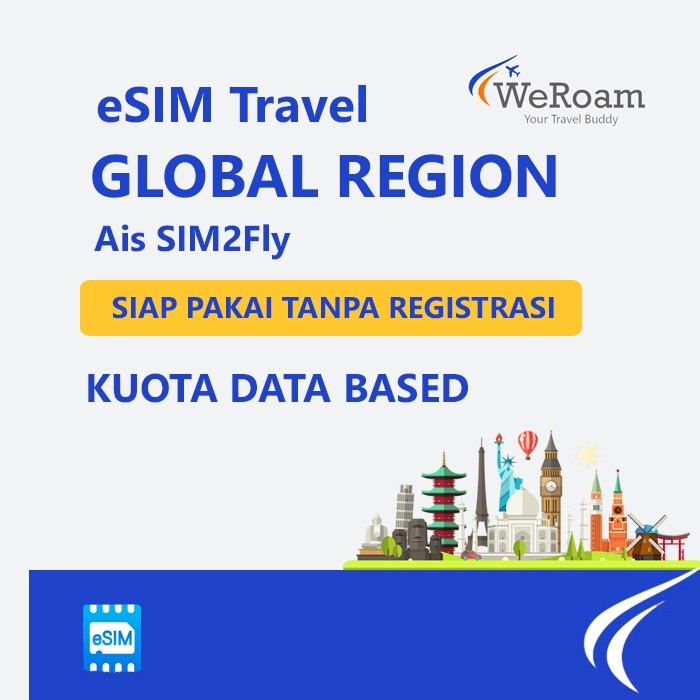WeRoam eSIM Global Region Kuota Unllimited Internet Roaming Luar Negeri