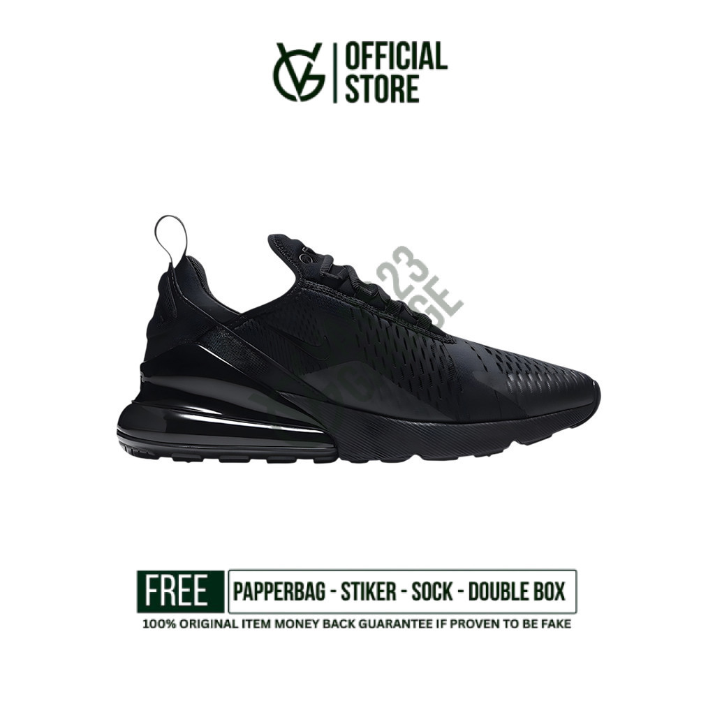 Sepatu Sneakers Nike Air Max 270 Triple Black Original BNIB Unisex