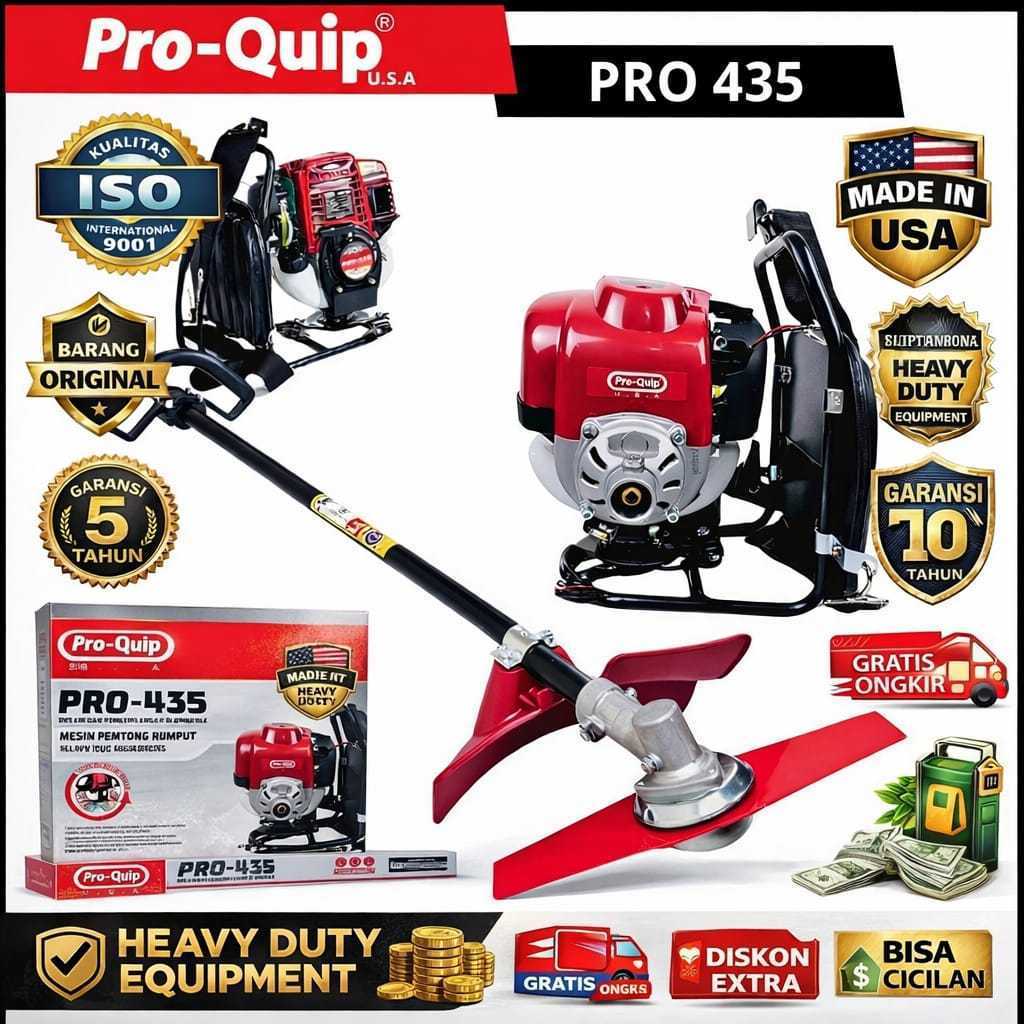 MESIN PEMOTONG RUMPUT PROQUIP-PROMAX PRO-435 MADE IN USA Bonus 3 Mata Pisau FULLSET LENGKAP 1 SET Me