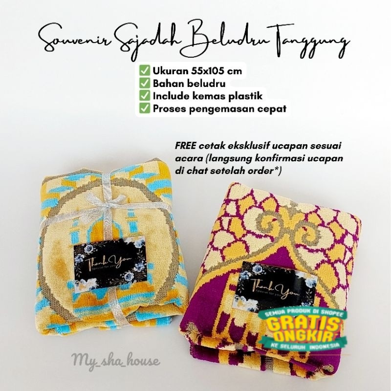 Souvenir SAJADAH BELUDRU TANGGUNG Parcel Sajadah Pengajian Tahlil Nikah Khitan Haji ulang tahun kena