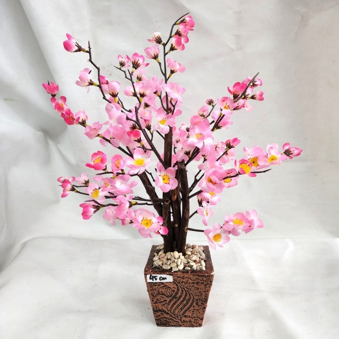 POT BUNGA MEIHWA KECIL DEKOR MEJA HIASAN BUNGA SAKURA PINK MURAH Ornamen Imlek Bunga Pink Sakura Dek