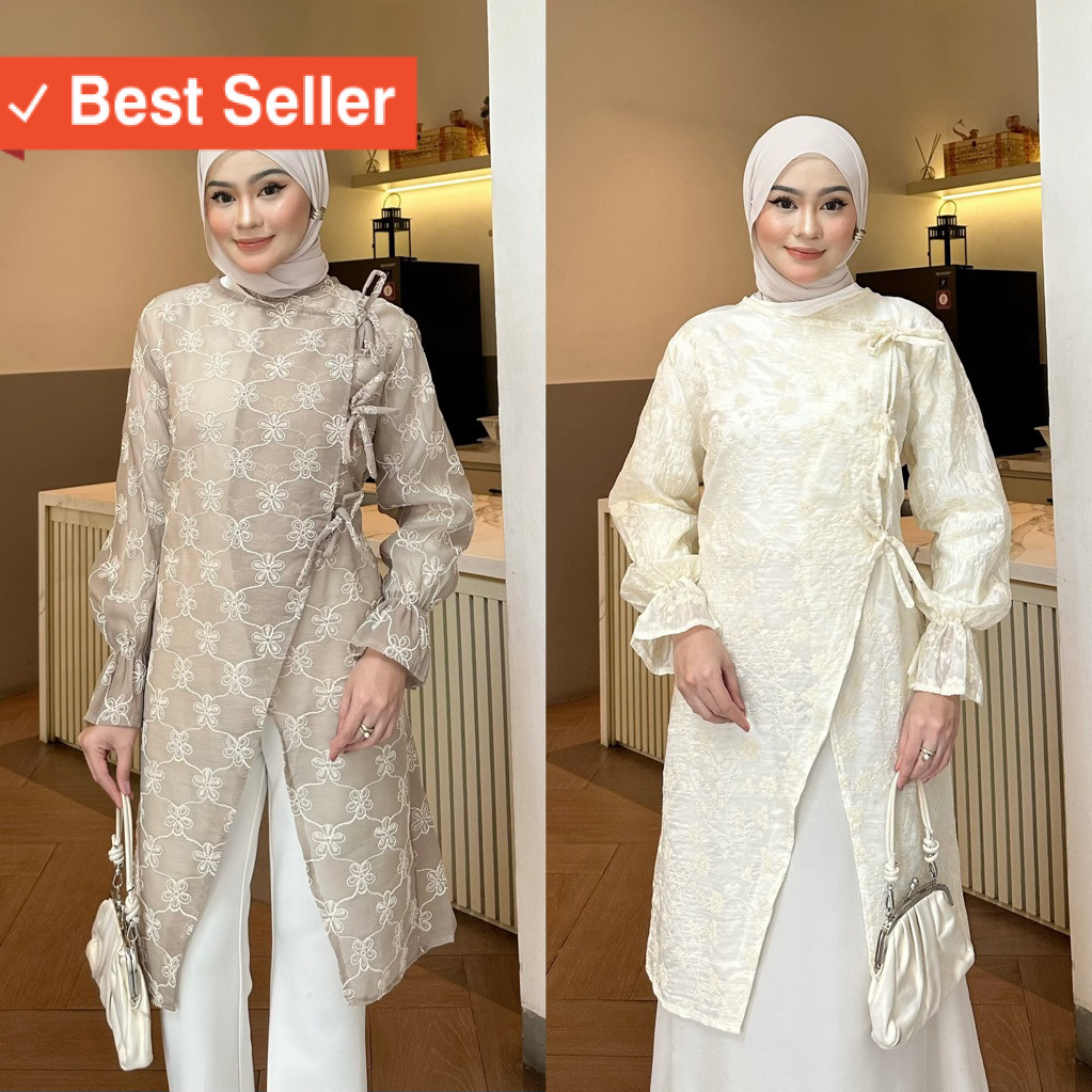 Baju Lebaran Murah / Dezhaf - Ruby Tunik Tencel Bordir / Tunik Papper Silk / Tunik Lebaran