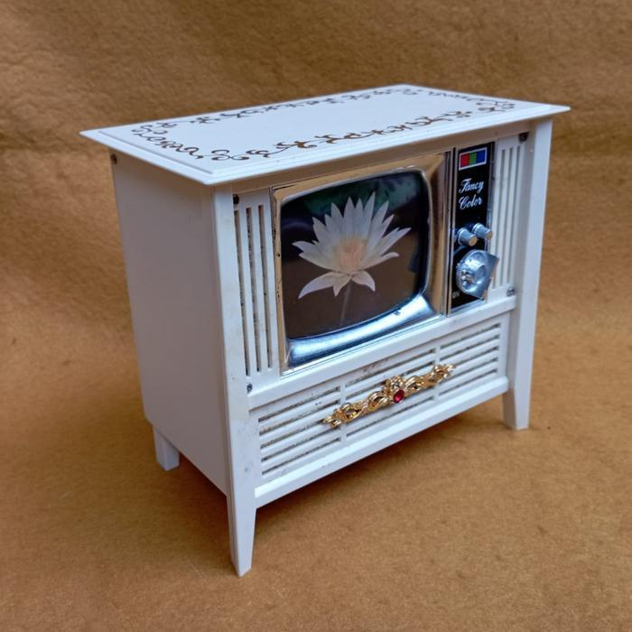 mini tv musical kotak penyimpanan perhiasan jadul