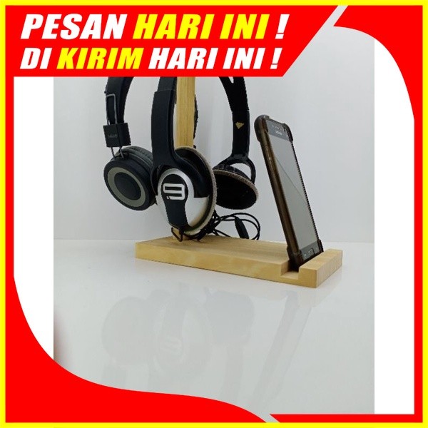 (H69) GANTUNGAN KAYU TEMPAT RAK CANTOLAN STAND HEADSET STAND HP KAYU JATI BELANDA