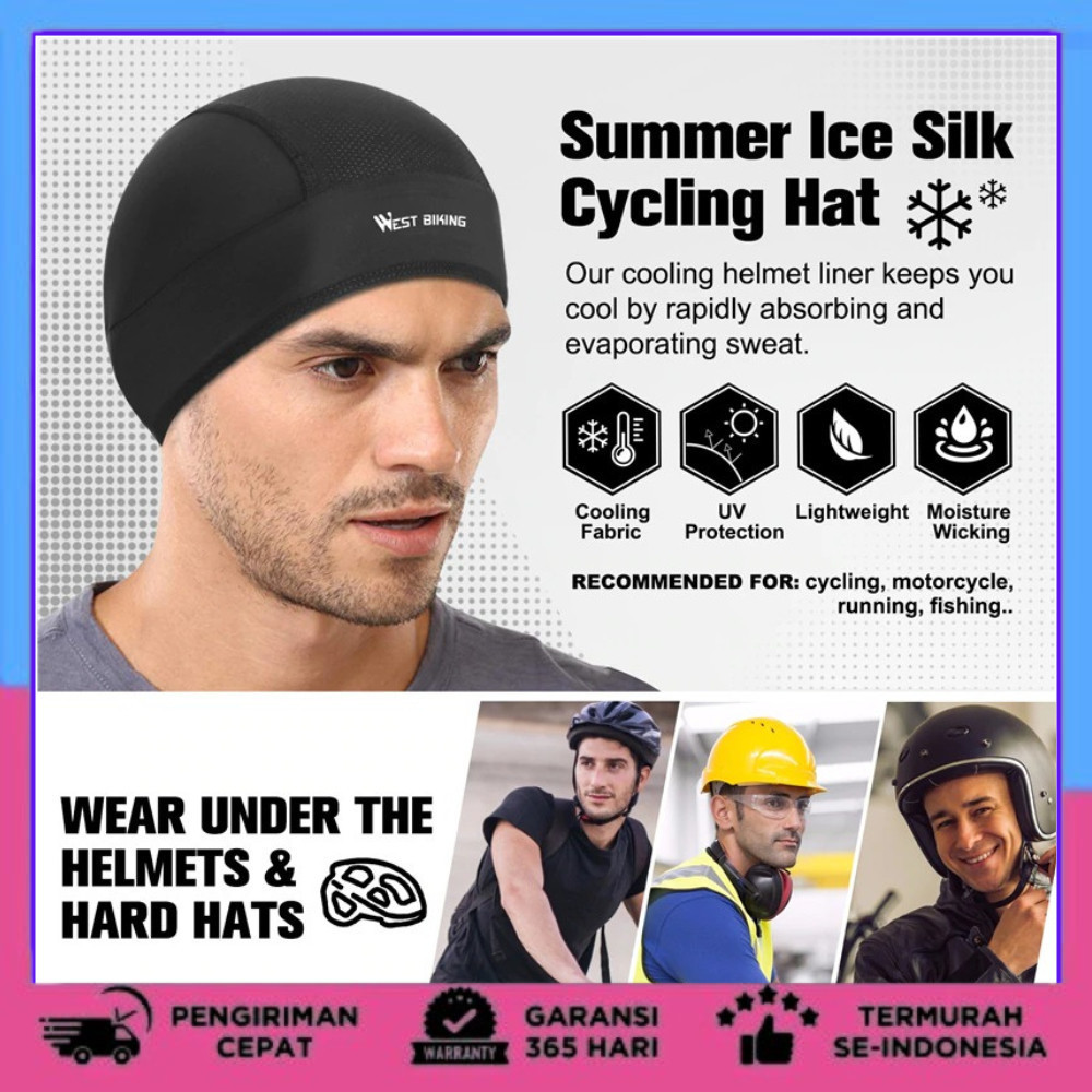 Topi Helm Sepeda Topi Cover Beanie dalam pelindung kepala helm motor sepeda inner cap