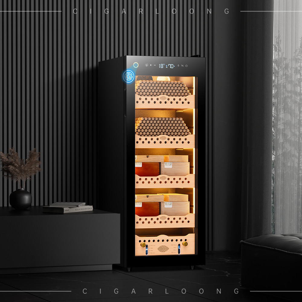 Cigar Humidor Large Capacity Cooler Refrigerator Cabinet Control Humity Temperature Fingerprint Lock