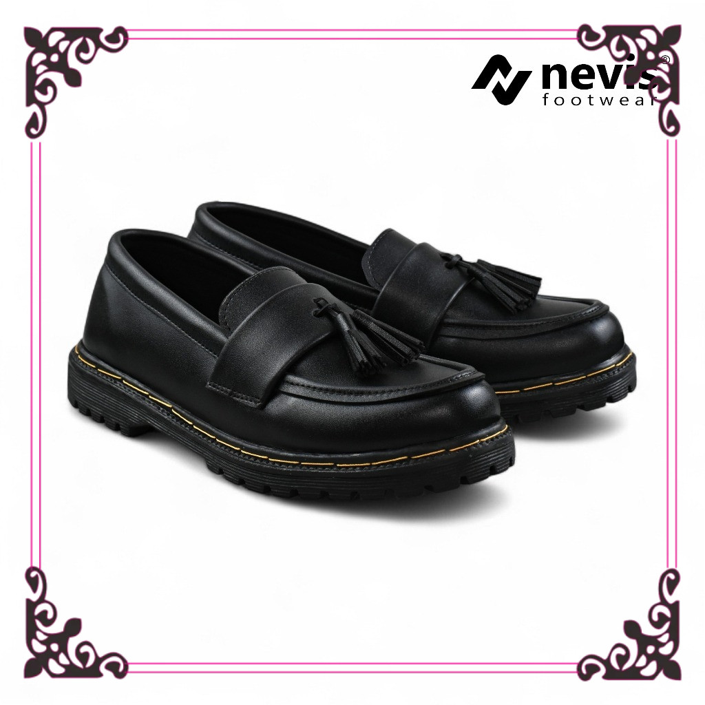 NVS Rey Black Sepatu Loafers Pria Jumbo Big Size 36-45 | Formal Kantor
