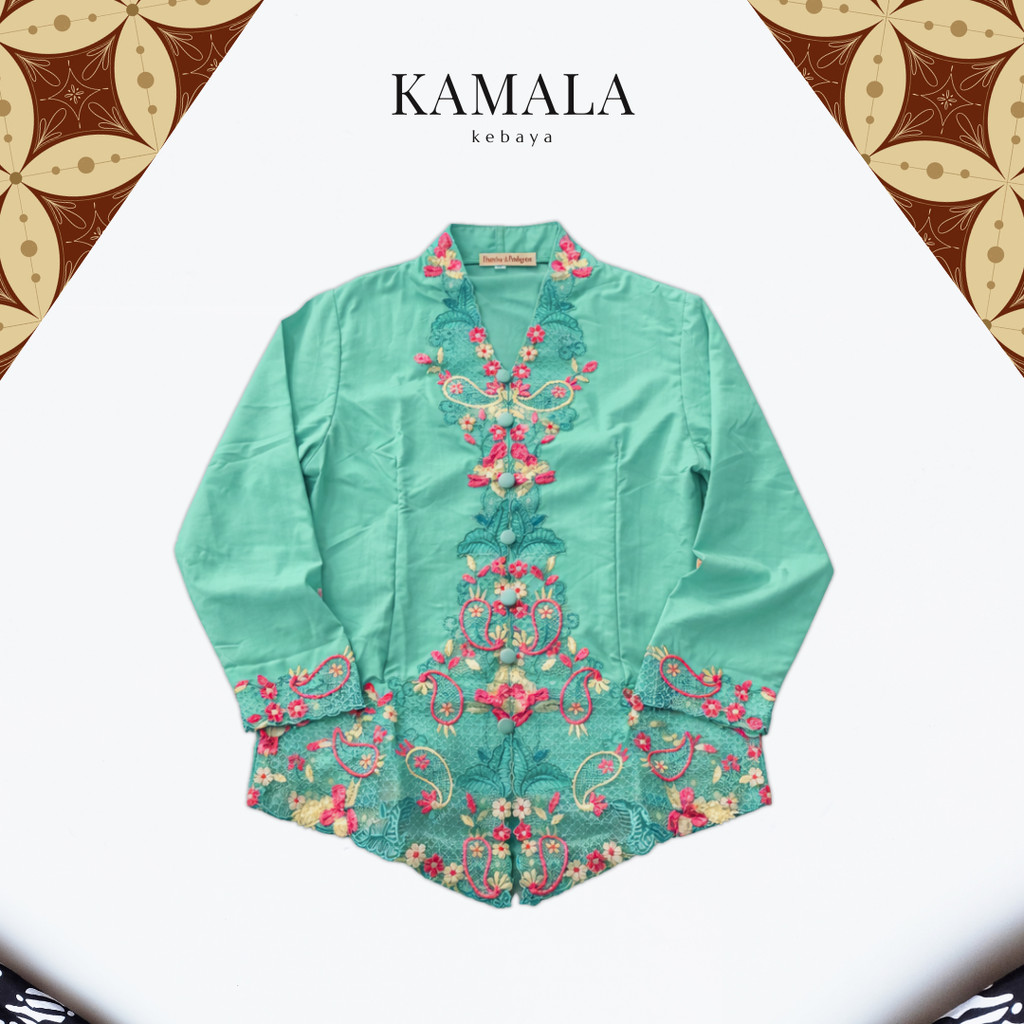Kebaya Encim Bordir Modern Warna Lengan Panjang Wisuda Kondangan Kantor Modern Warna Hijau Sage