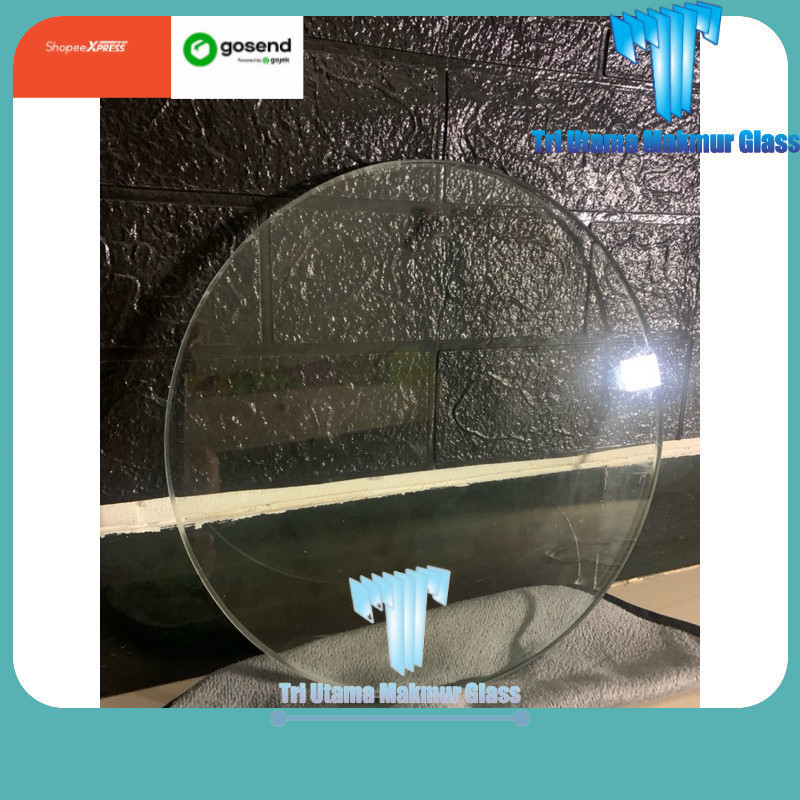 Kaca tatakan bulat meja  glass tebal 12 ml 30cm
