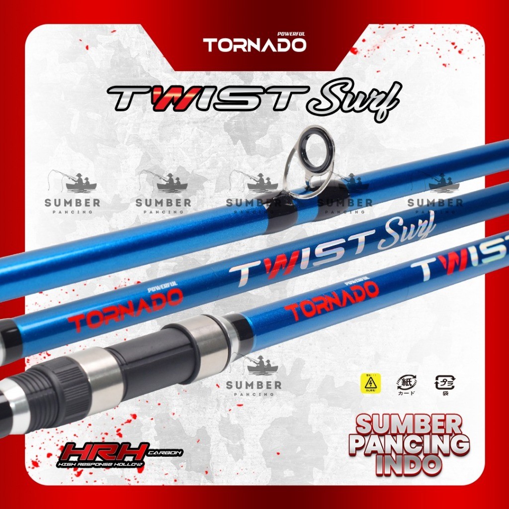 TORNADO Joran Pancing Spinning TWIST SURF CARBON 390cm - 450cm Joran Sambung 3 Cocok Untuk Surf Cast