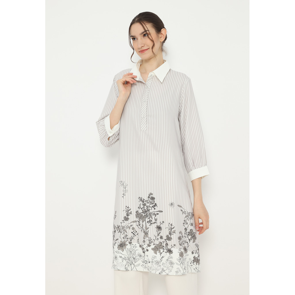 Blossom Stripe Tunic In Ivory By Brilliant Girl