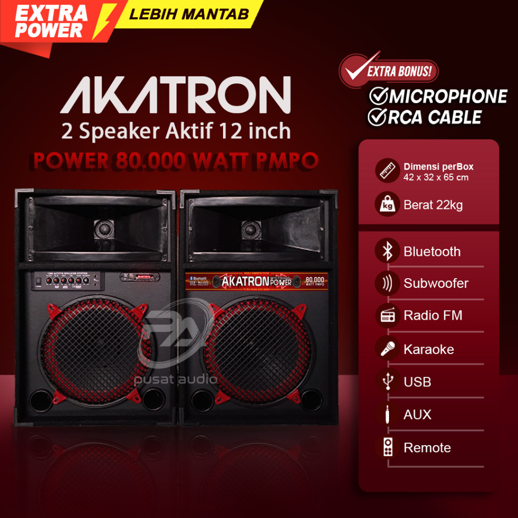 12 INCH AKATRON POWER SPEAKER AKTIF INCHI BLUETOOTH BASS MANTAB SUBWOOFER LEBIH ENAK DR POLYTRON PMA