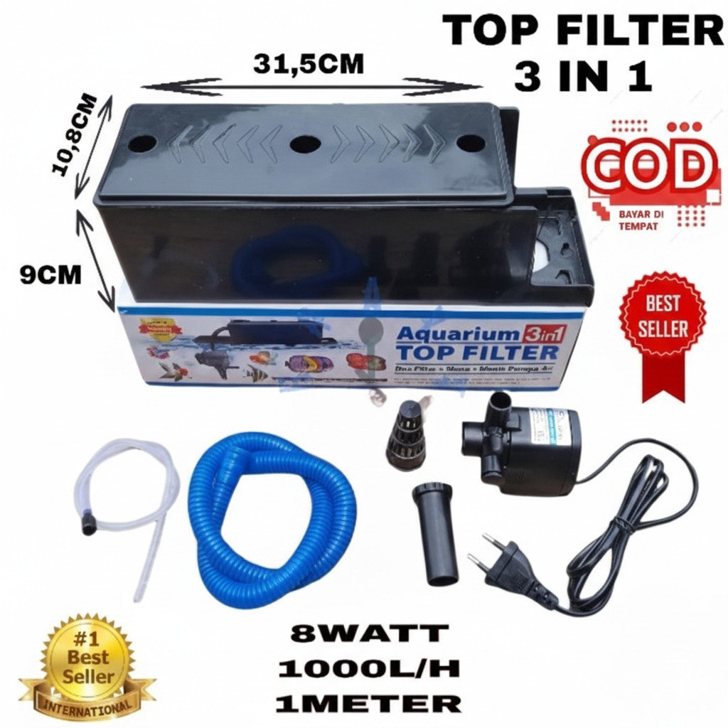 Filter Pompa Komplit Top Filter Box Aquarium 3 In 1 Top Filter SP 1200 Garansi (BOX LEBIH BESAR)