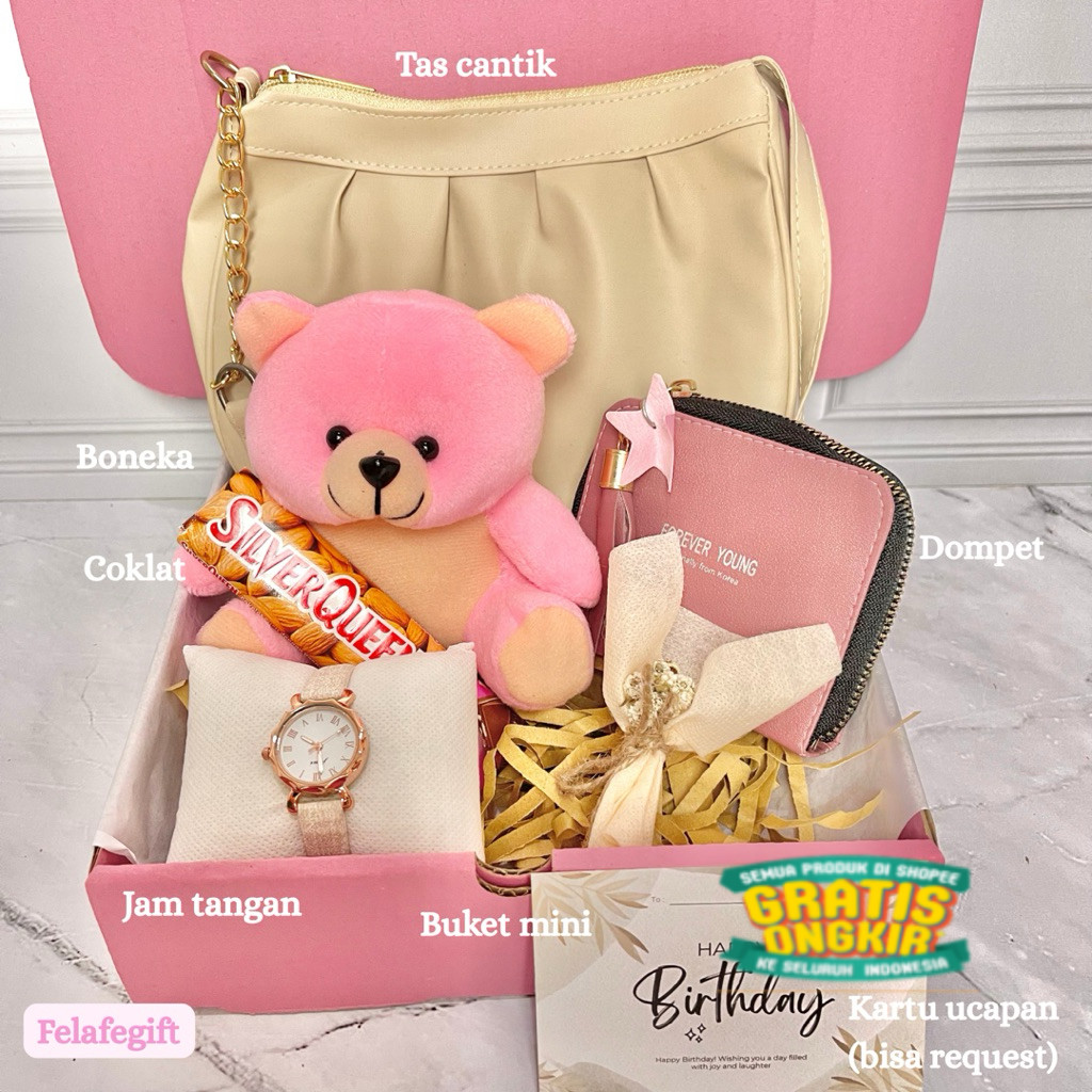 [TAS] Hampers Kado Ultah Cewek Gift Box Kado Ulang Tahun Cewek Kado Pernikahan Wisuda Anniversary/ b