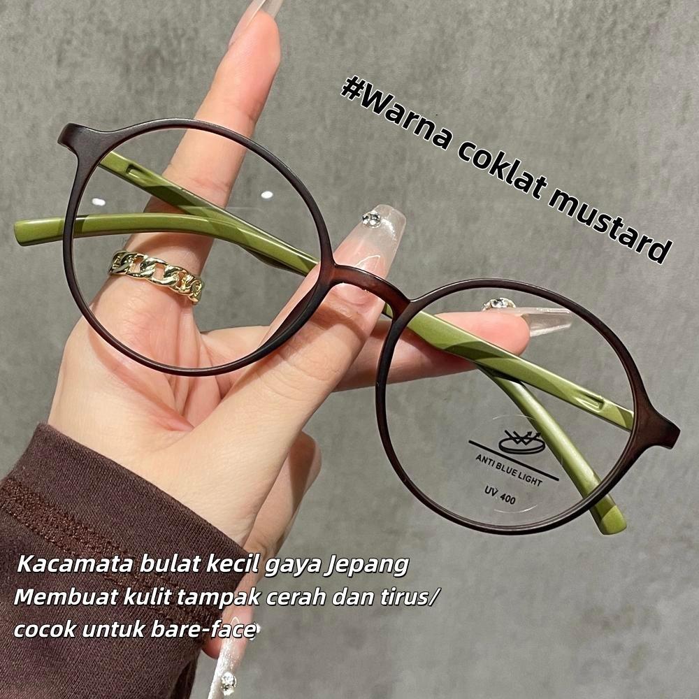 BISA COD Kacamata baca bermotif bunga gaya Jepang Kacamata baca Bingkai bulat Kacamata PLUS TR90 Fas