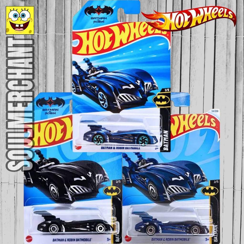 HOTWHEELS BATMAN & ROBIN BATMOBILE HITAM ORIGINAL