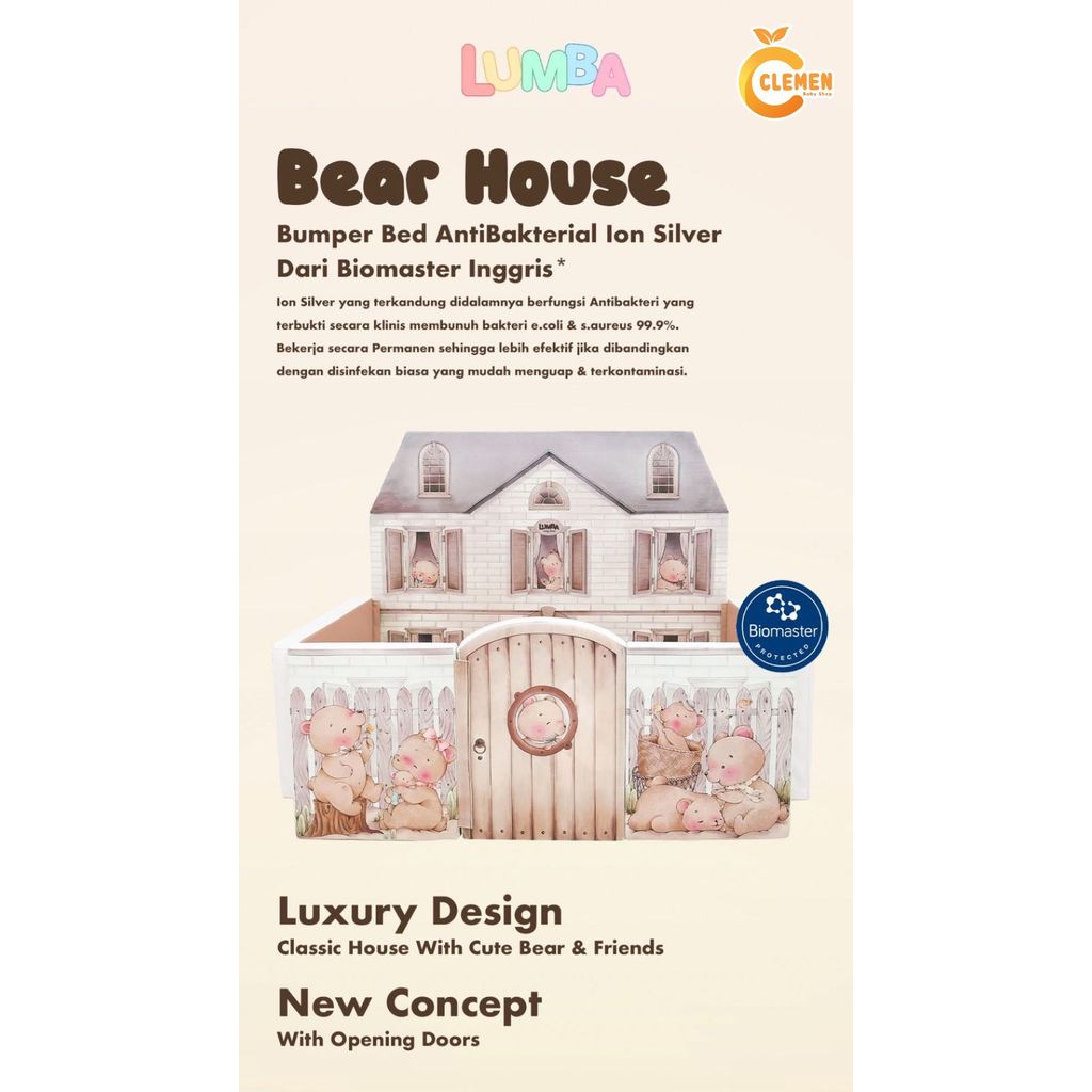 Lumba Bumper Bed Bear House (Bumper Mat | Matras | Playmat | Box Bayi Antibacterial)