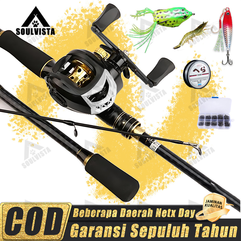 Joran Pancing 1 Set Lengkap Original Carbon 1.65-2.40M  Joran Laut Karbon Solid Reel Pancing Memanci