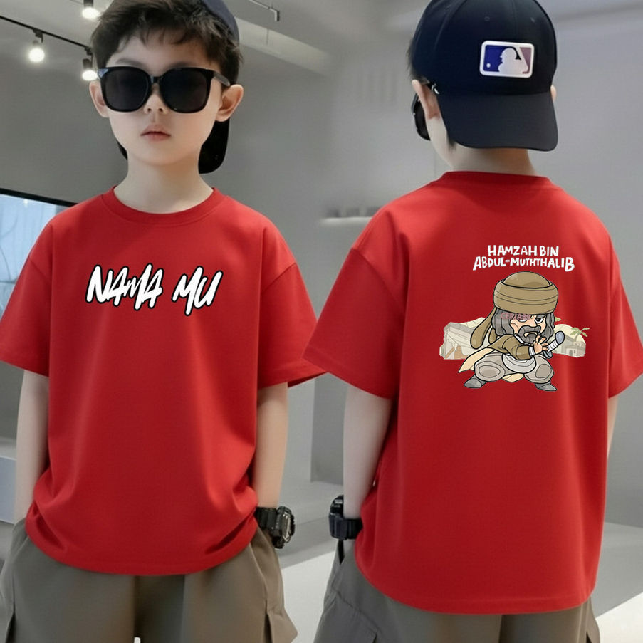 Kaos Anak Custom Nama Hamzah Abdul Muthalib, Hadiah Menyenangkan untuk Anak Muslim Tumbuh Belajar da