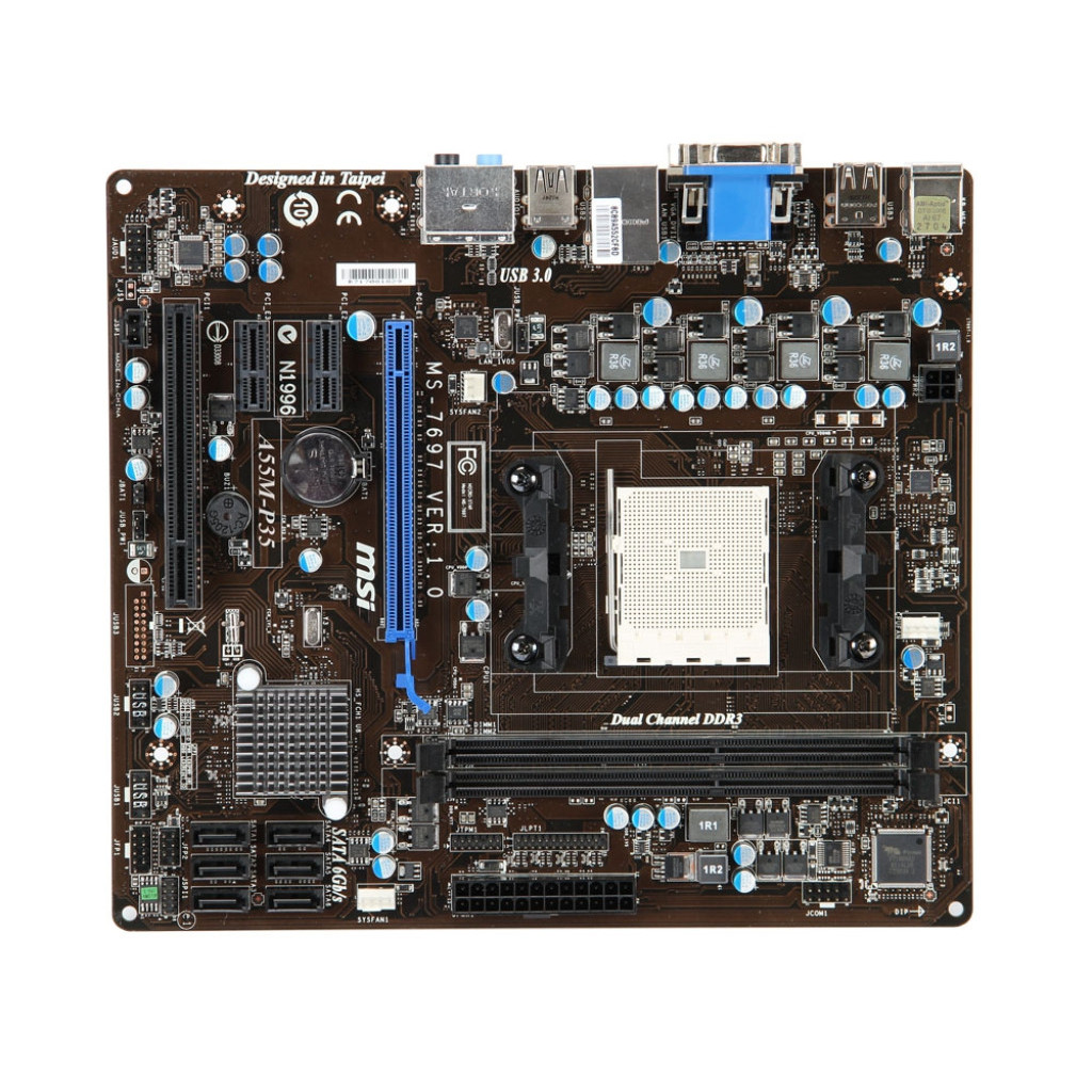 MSI A55MP35 Motherboard AMD A55 Socket FM1 DDR3 16GB Micro ATX support A6 AD3620 AD3400 ED3200 AD221