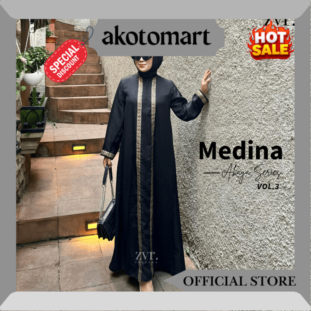 Zeveera Medina Abaya Vol 3 | Dress Gamis Syari Bordir Umroh Shakila Premium RV