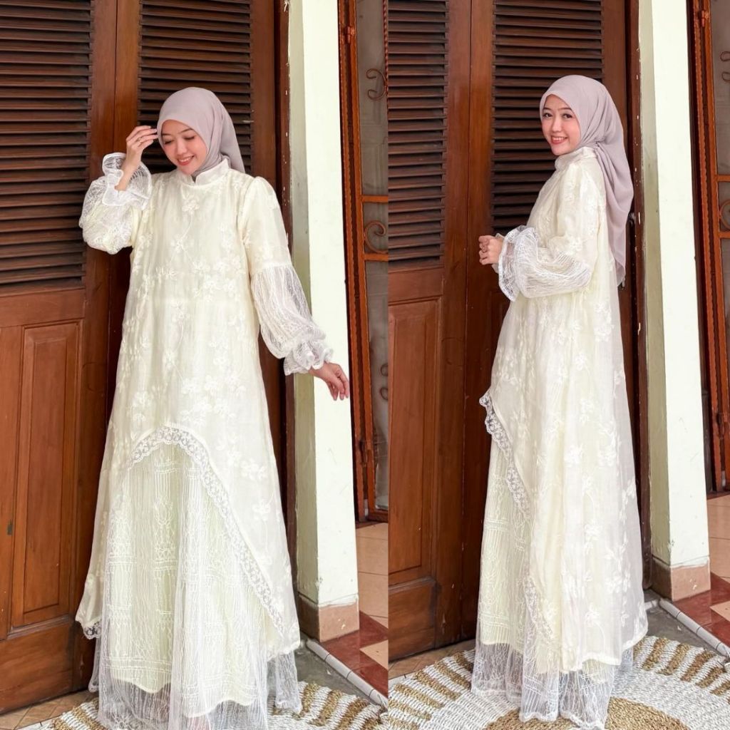 Joley Cloth - Seraphina Tancel Bordir dan Cantily Gamis Lebaran Mewah Bordir Full Furing Dress Raya 