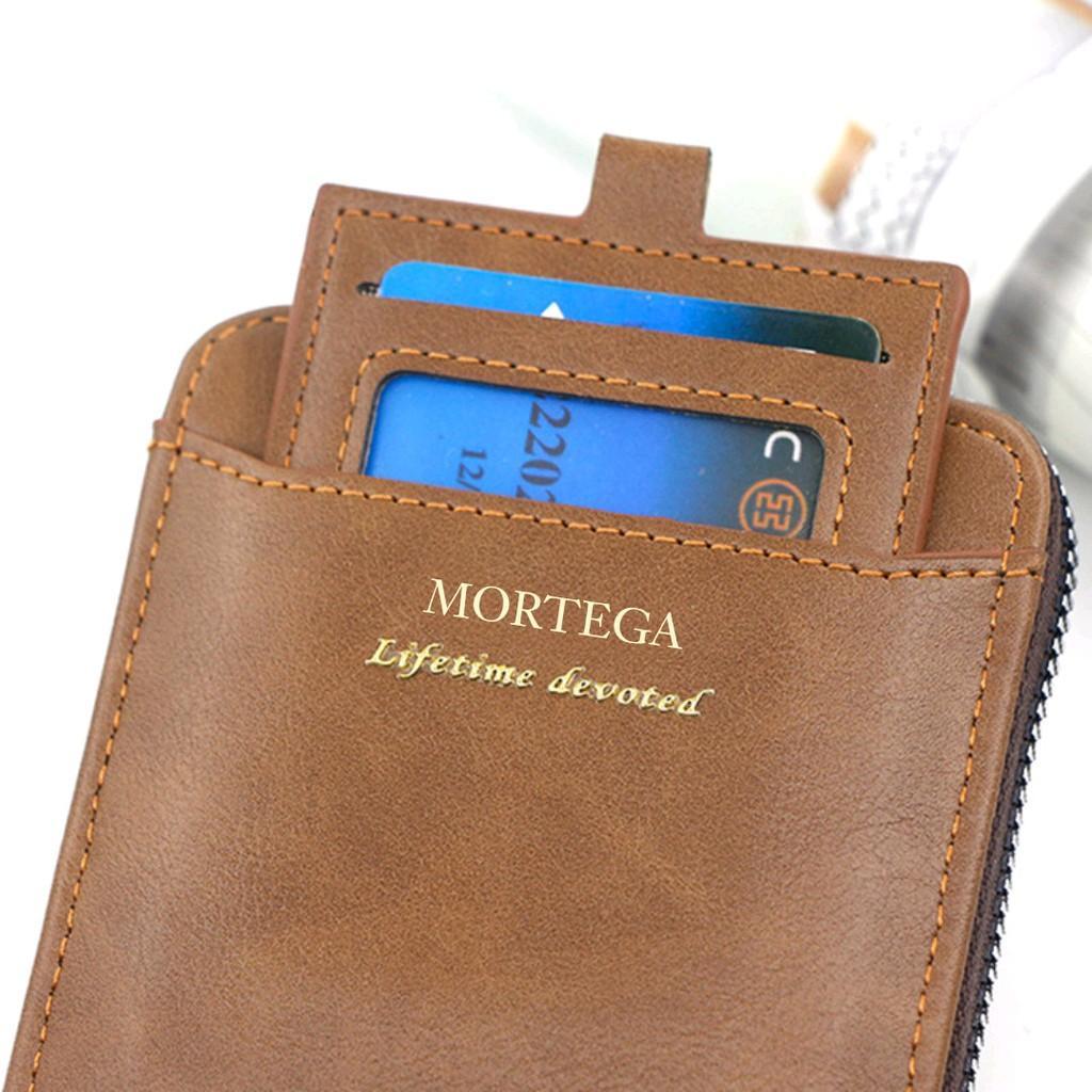 dompet lipat dompet pria dompet resleting zipper bahan kulit PU Kartu Uang mortega keren stylish sim