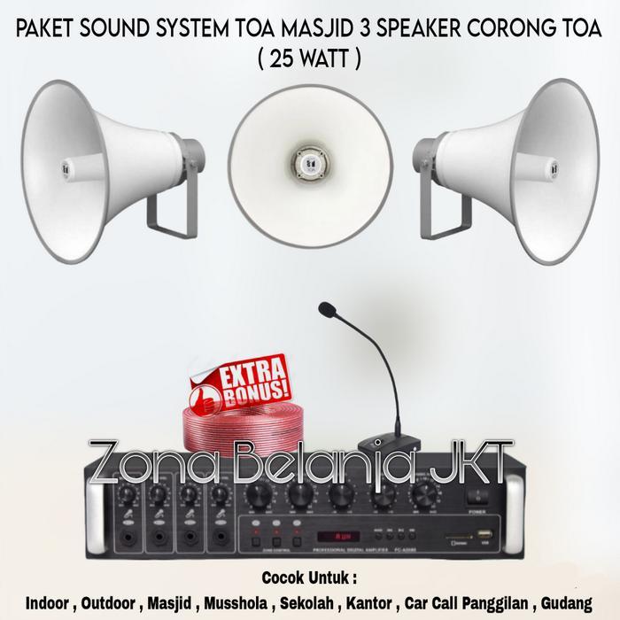 Paket Sound System Toa Masjid Mushola Panggilan 3 Corong Toa 25 Watt