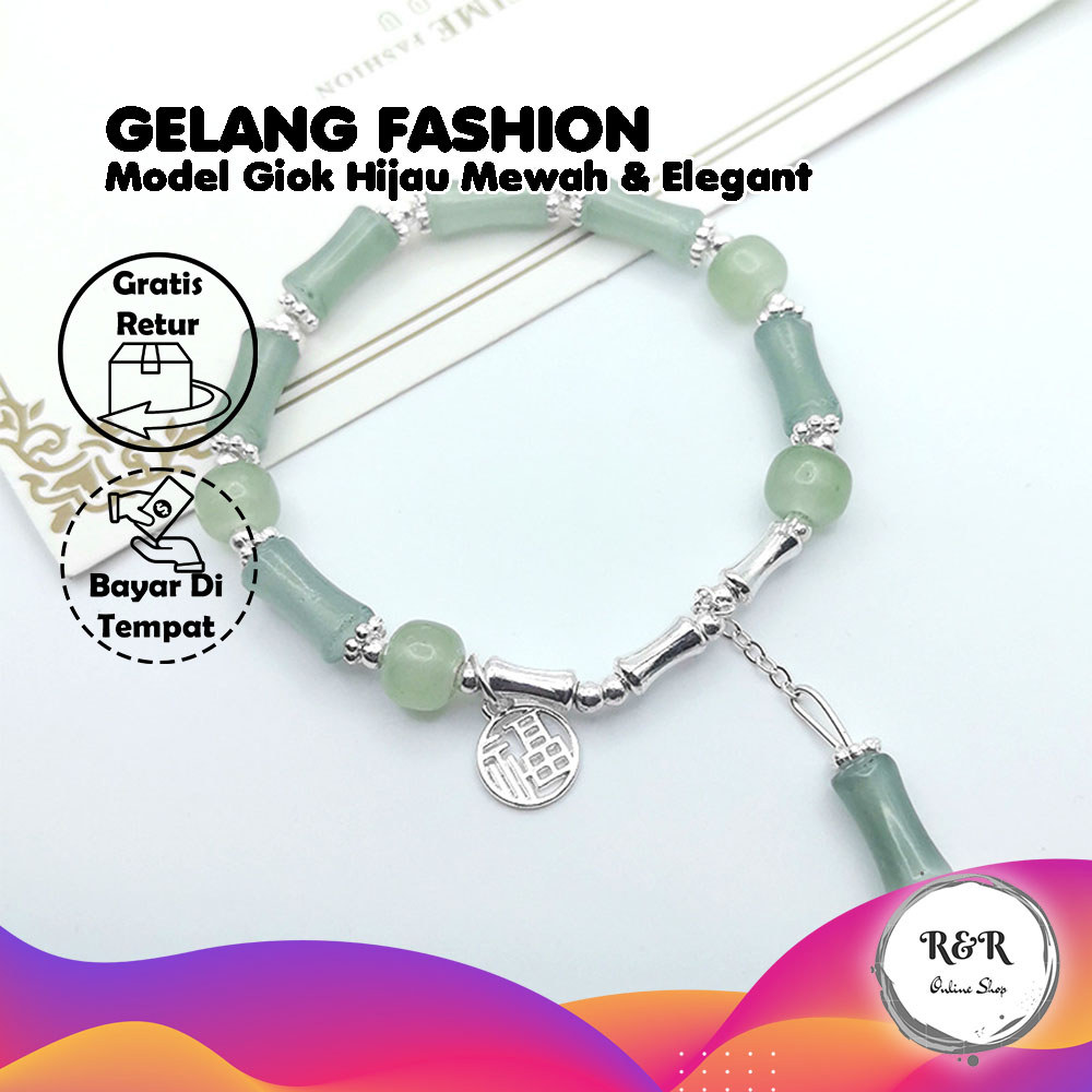Gelang Giok Elegan – Gelang Giok Hijau Aksesoris Fashion Wanita Bernuansa Oriental Gelang Batu Giok 