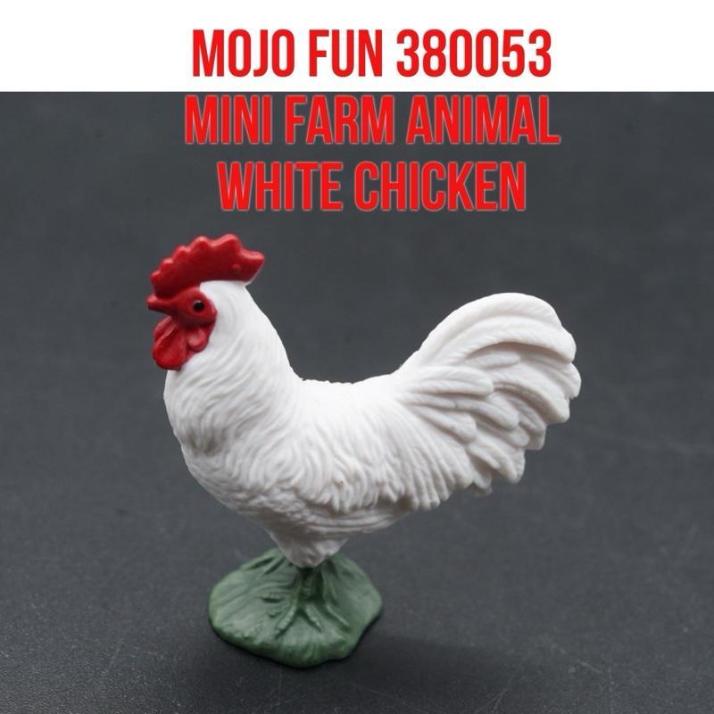 MOJO Fun 380053 Mini Farm Animal | Rooster White Chicken Ayam Jantan Gallus Gallus Domesticus | Ukur