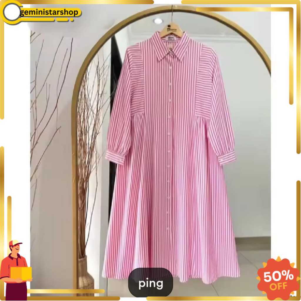 TREND TUNIC WANITA MOTIF GARIS-GARIS / KEMEJA TUNIK WANITA TERBARU / TUNIK DEWASA JUMBO TERLARIS / T
