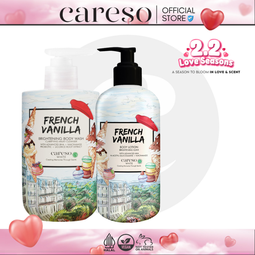 CARESO - French Vanilla Bath Duo (Body Wash + Body Lotion)