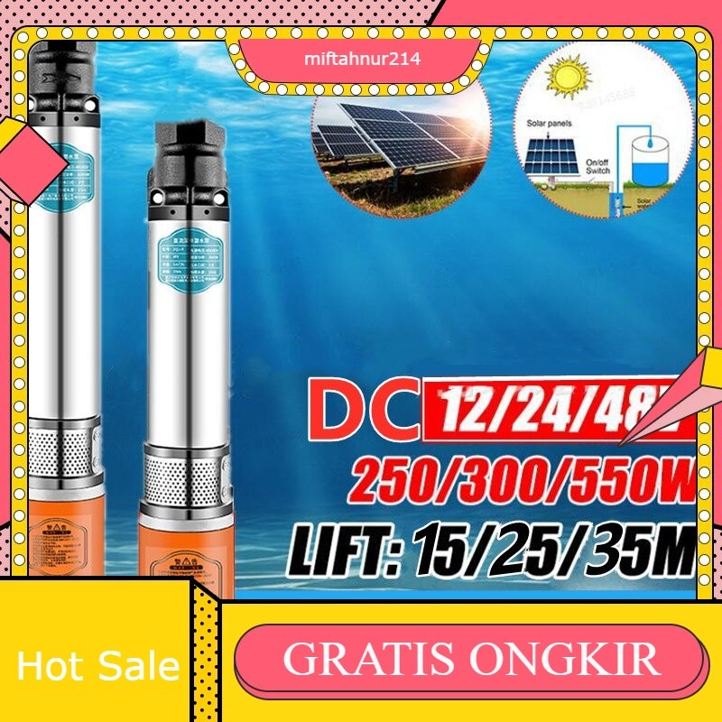 6m3/h 15M 12V 48V 60V 600W Pompa Air Tenaga Surya 250W Angkat Tinggi Pompa Sumur Dalam DC Pompa Subm