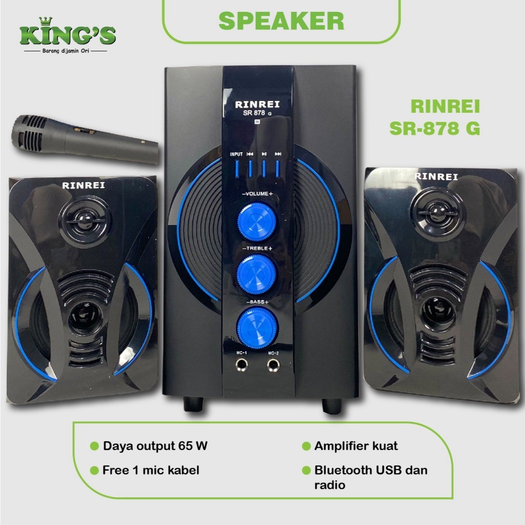 Speaker Bluetooth Karaoke Rinrei SR-878G with Bonus Mic - Termurah