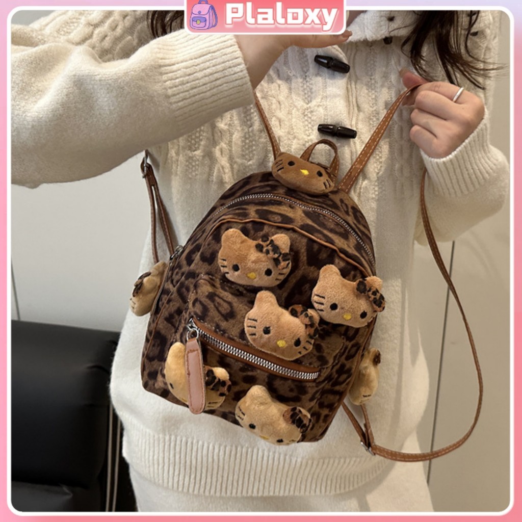 [COD] Tas Ransel Wanita Leopard/Ransel Korea Style Aesthetic/Tas Hot Girl Elegan/Tas Sekolah Plush M