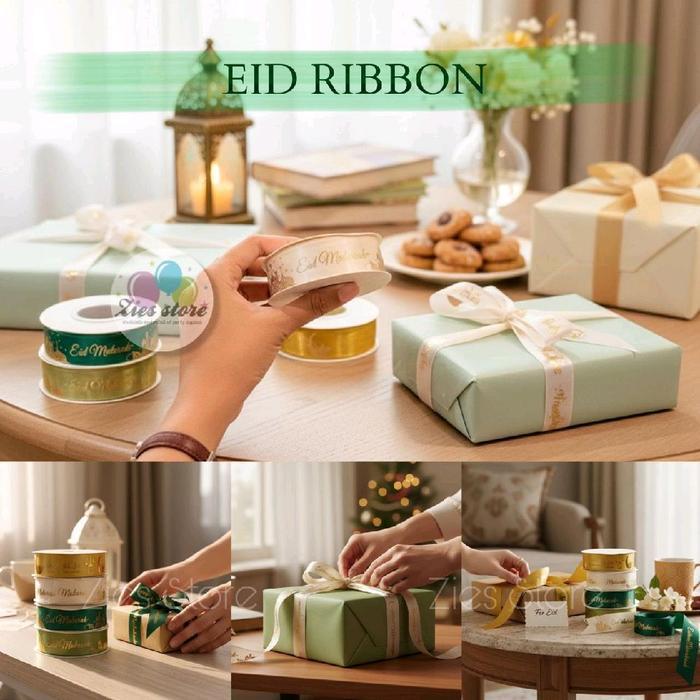 [ 1 ROLL ] Pita Satin Idul Fitri / EID Mubarak Ribbon / Pita Parcel Lebaran PREMIUM