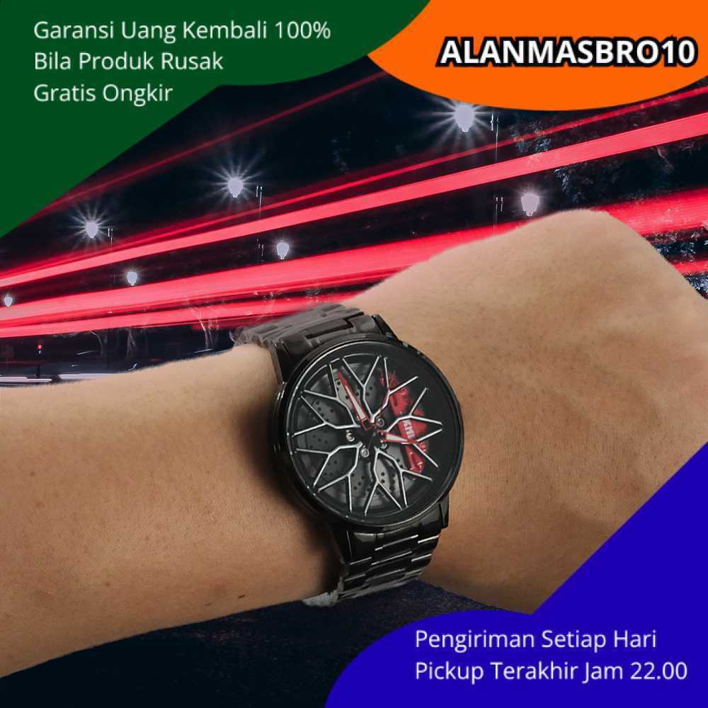 Jam Tangan Pria Analog Desain Roda Berputar Unik Tahan Air Tampilan Mewah Tangguh Cocok Harian Dan K