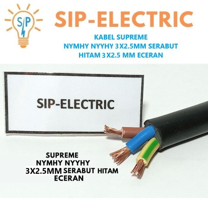 Kabel Supreme Nyyhy 3X2.5 Mm Serabut Hitam Eceran / Supreme Nymhy 3X2,5 Mm