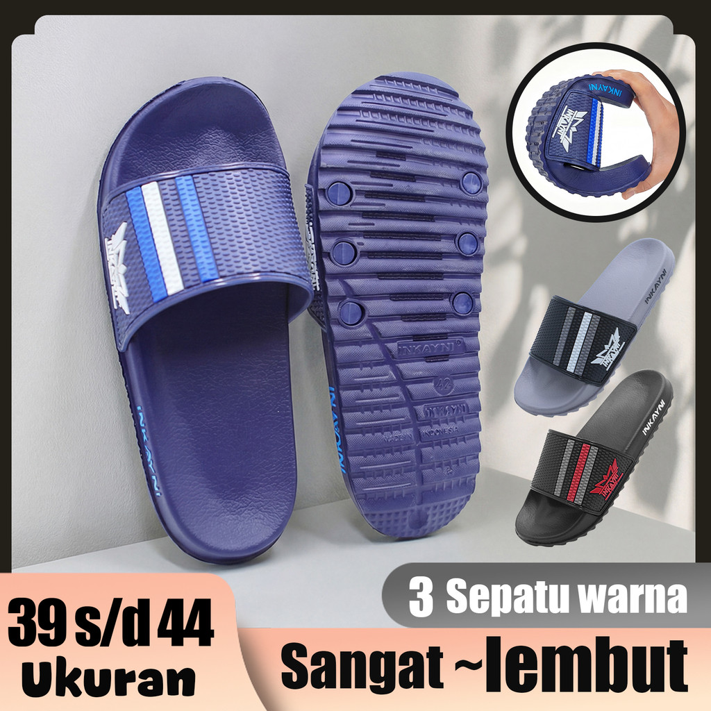 Inkayni Sandal Pria Slop Full Karet Sandal Pria Karet Empuk Anti Slip Sepatu Sandal Karet Pria Empuk